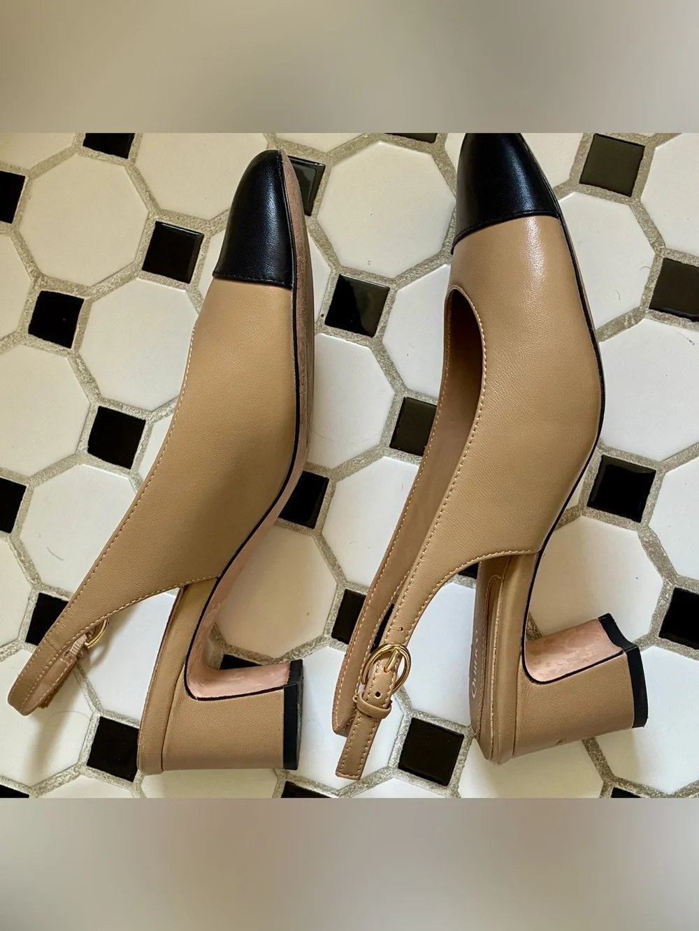 Quince Italian Leather 65mm Captoe Slingback Heel Sz 6.5